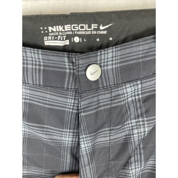 Nike Golf Men's Dri-Fit Golf Shorts Sz 30 Dark Gray Plaid Flat Front Pockets - Picture 3 of 10
